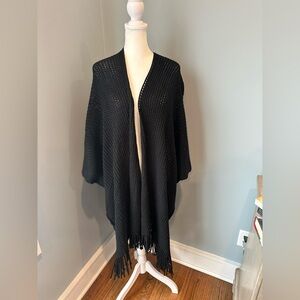 Black Knit Fringe Duster Cardigan